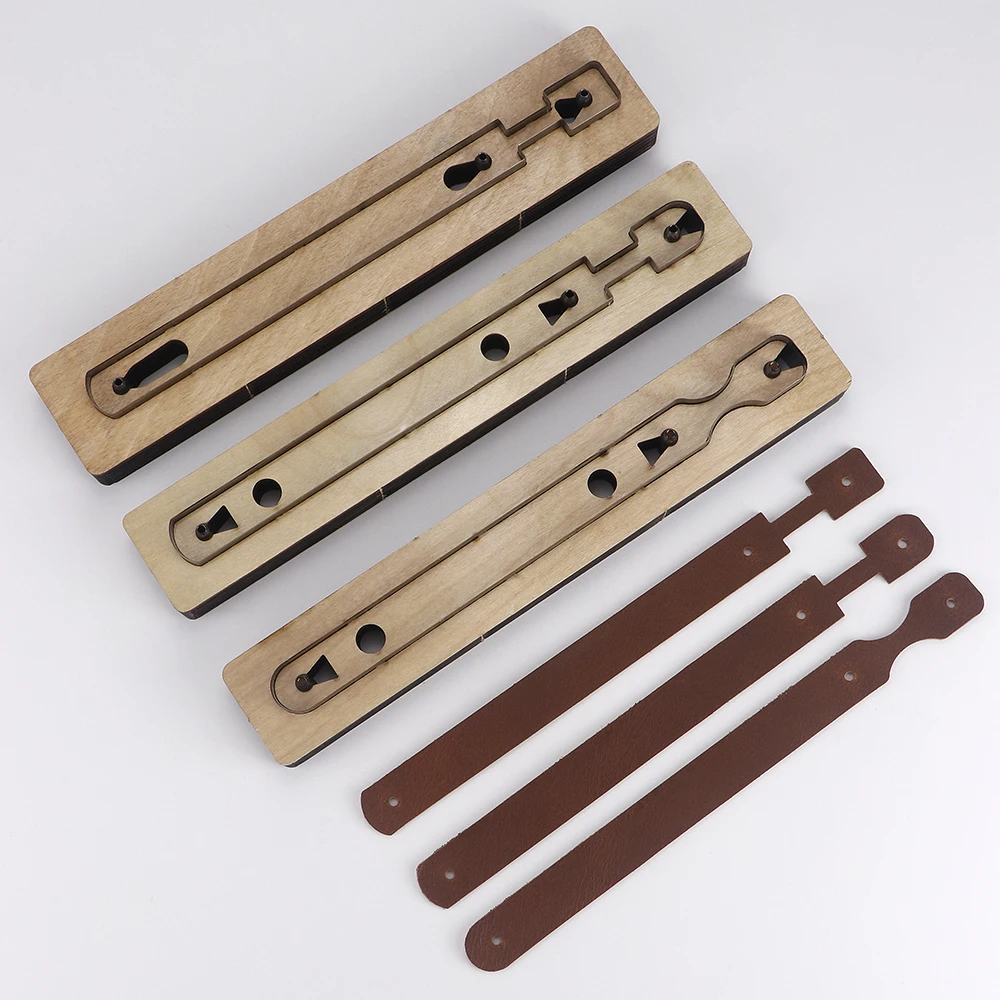 Wooden Punching Die Key Chain Stencil Tools Creative Keychain Handcraft Pendant Template DIY Leather Tool Cutting Mould