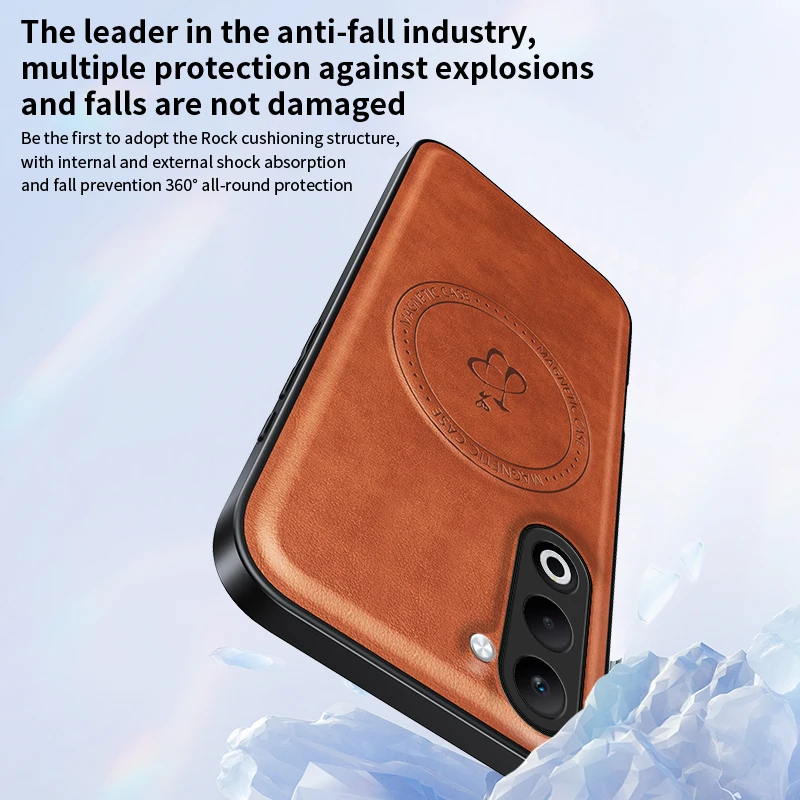 Magnetic Wireless Charging PU Leather Protective Case with Hard Back Shell