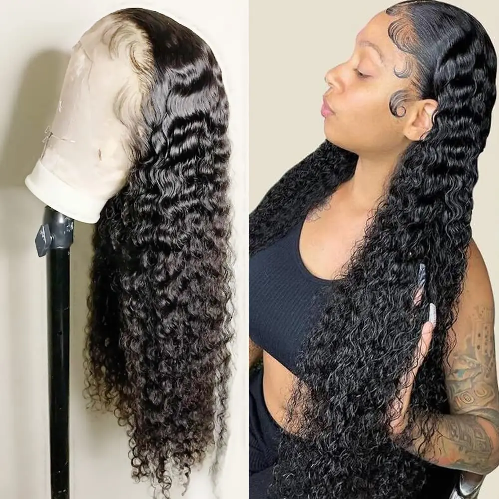 

Water Wave Lace Front Wigs Human Hair Pre Plucked Wet and Wavy Human Hair Wigs For Women 13x4 Transparent Lace Frontal Wi g