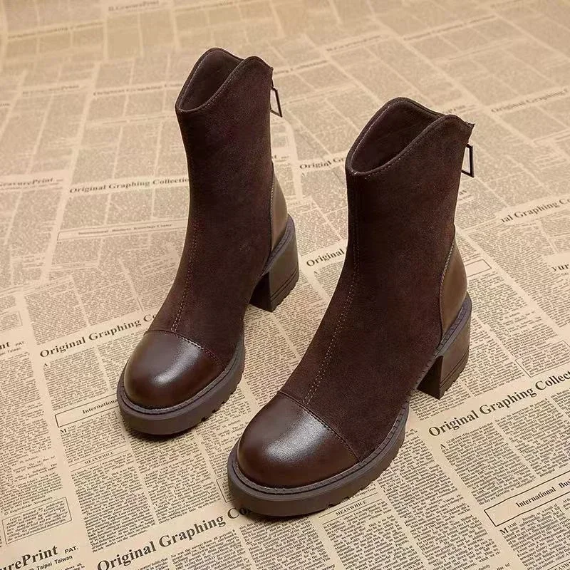 High Heels Women Ankle Boots Chunky Fashion Dress Shoes Designer Pumps Winter Boots 2025 New Goth Luxury Botines Para Mujeres