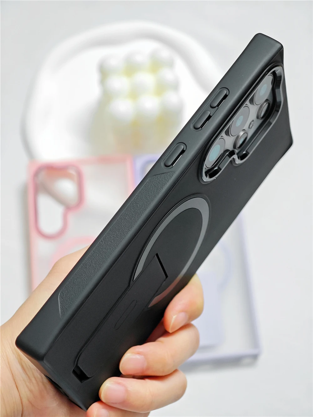Magsafe Magnetic Stand Foldable Support Phone Case with Hard Matte Back Cover