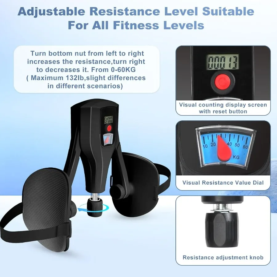 Multifunctional Thigh Trainer Kegel Exerciser, Adjustable Resistance Hip Trainer with Leg Straps, Handles, Jump Rope, Kegel Trai