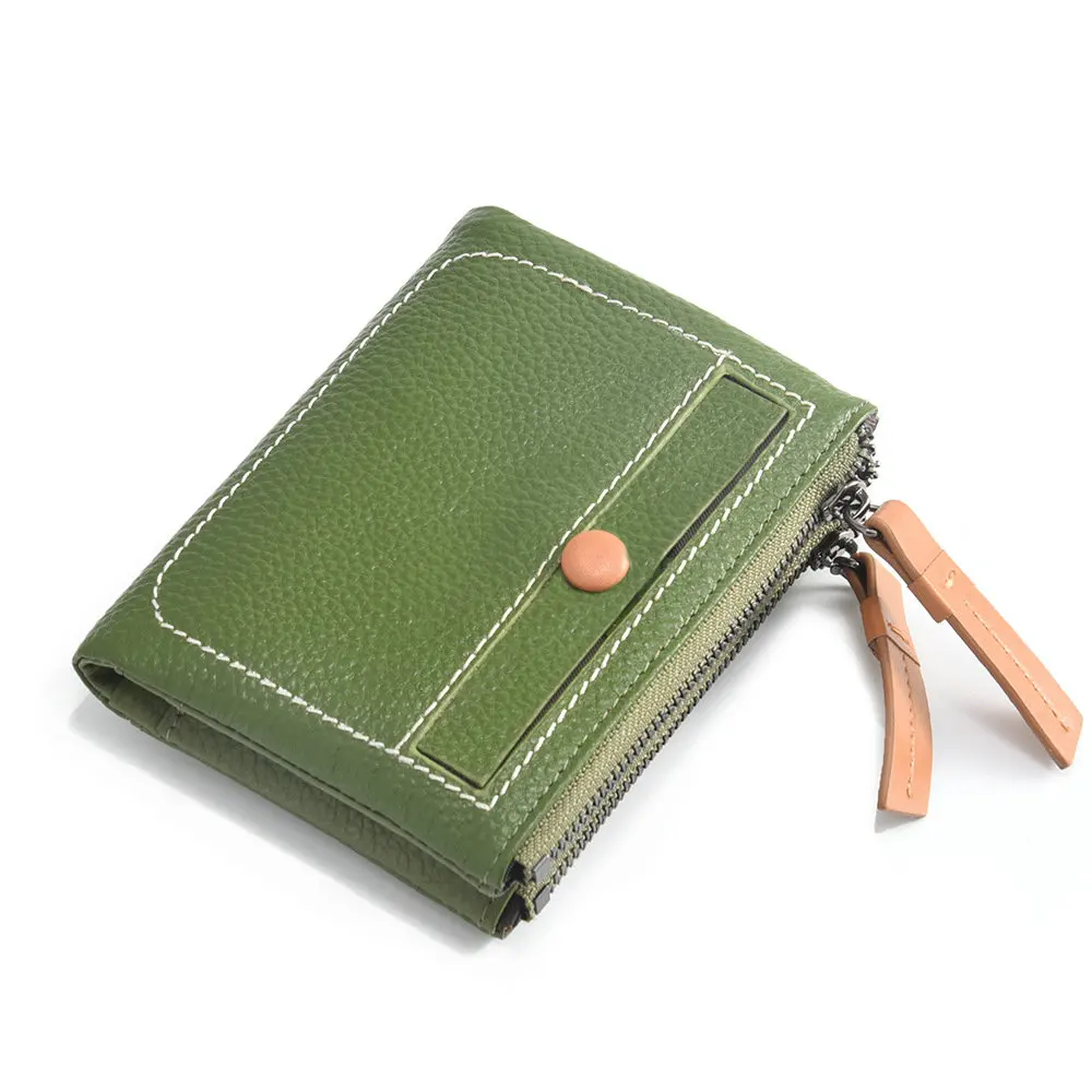 New Short Style Purse Fashion Double Zipper Coin Purse Soft Cowhide Multi-slot Women's Money Clip