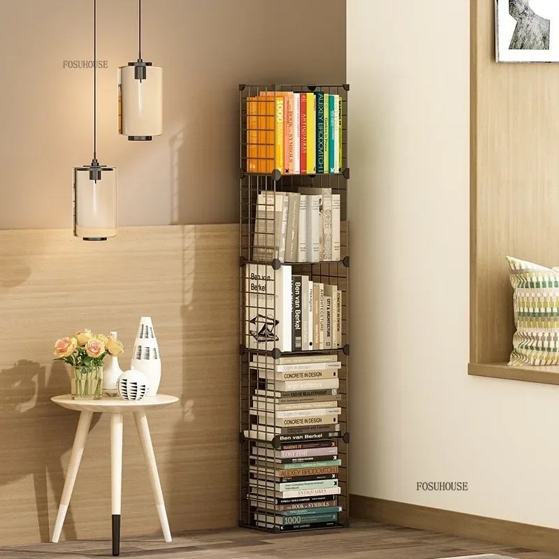 High Quality Metal Cube Living Room Bookcase Bookshelf Grids Wire Display Storage Rack Stand Steel Living Room Furniture p
