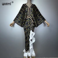 Robe plissée ajustée WINYI pour femme avec fente haute, style kaftan musulman, abaya de luxe de Dubaï, longue robe de soirée, idéale pour la plage 1