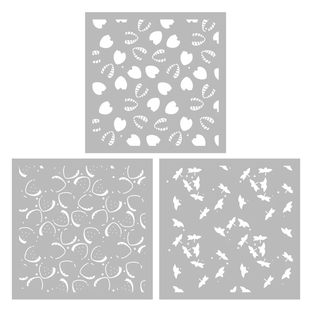 MangoCraft 3PCs Spring Sweet Strawberry Plastic Stencils for Decor DIY Scrapbooking Supplies Stencil for Cards Albums Background