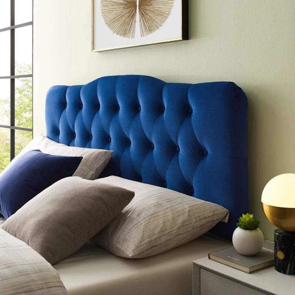 Headboard,Modern Blush Pink Velvet Tufted Headboard, Full Headboards