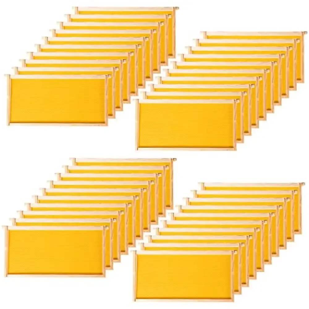 40-Pack Unassembled Beehive Frames with Waxed Foundation Sheet Beehive 9-1/8-Inch Yellow High Precision Cuts Standard Width