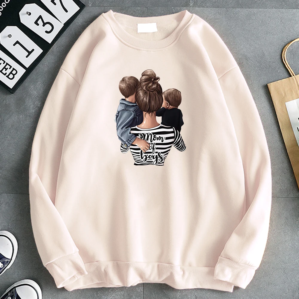 

Beautiful Mom With Her Children Hot Sale Printing Male Hoodie Warm Brand Mens Hoodies Soft Casual Hoody Large Size Clothes
