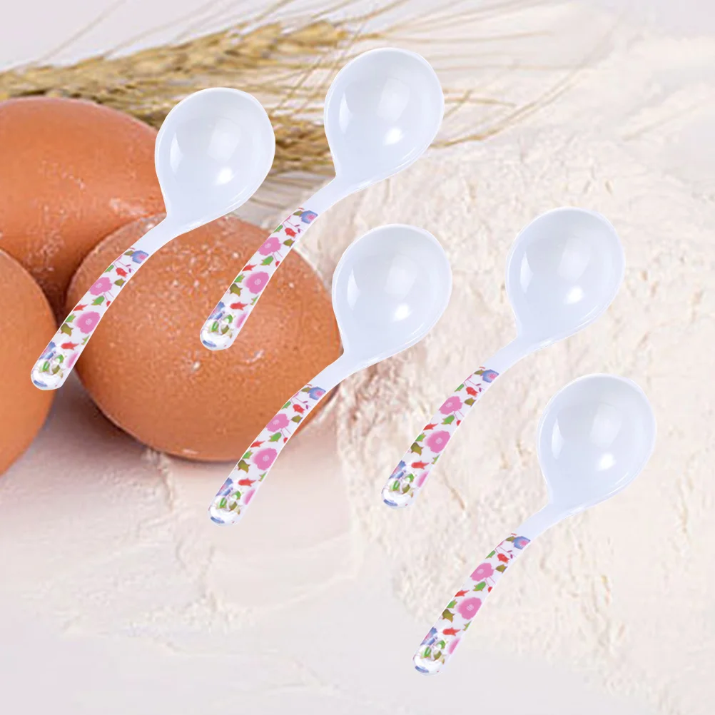 5 Pcs Soup Spoon Telephone Network Pliers Wiper Film Handle Exquisite Scoop Kitchen Utensil Anti-fall