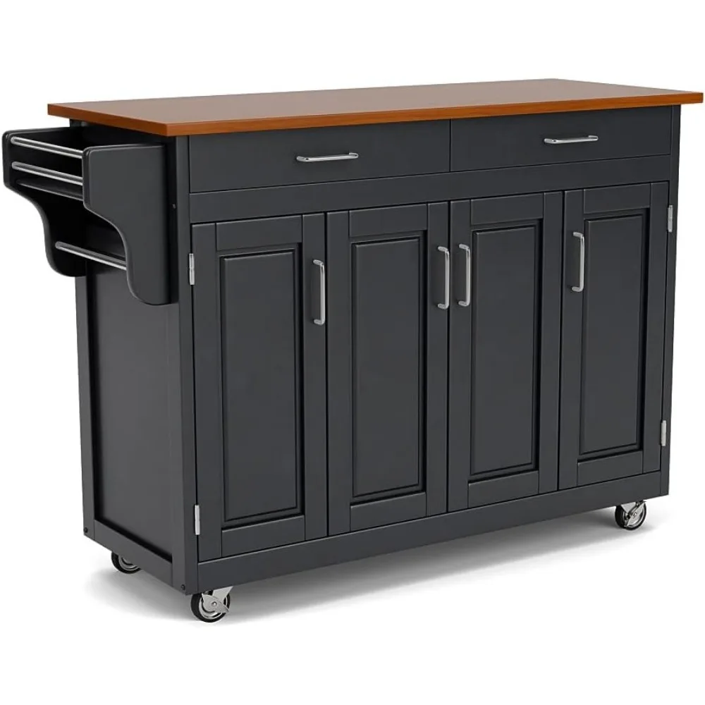 Create-a-Cart White 4 Door Cabinet Kitchen Cart with Stainless Steel Top by Home Styles 4