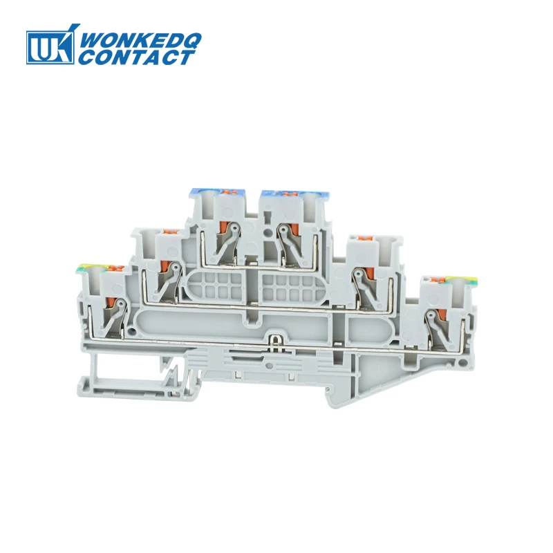 Wire Connectors Din Rail Terminal Block PT2.5-PE/L/N 3 Level Din Rail Terminal Block Ground Modular Push-in 2.5mm Grounding Wire Electrical Connector PT2.5-3L-PE