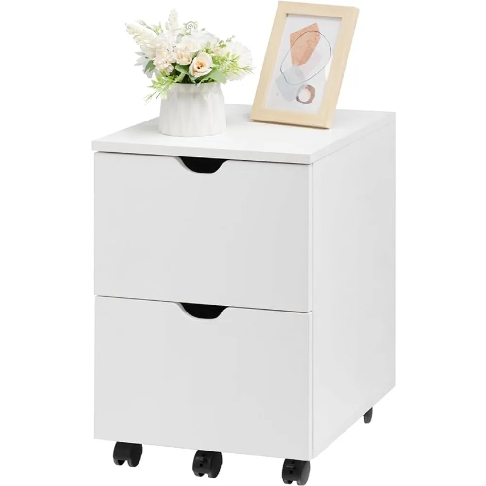 

Computer Stand 2 Drawer Mobile File Cabinet Vinyl Furniture Storage White Document Organizer Assemble Required Removable Shelf