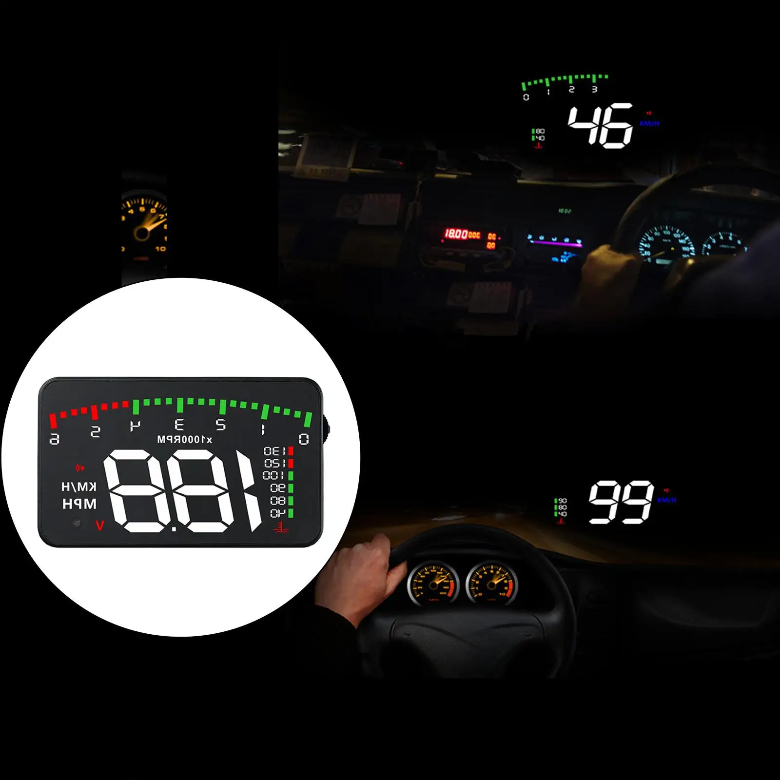 HUD 자동차 헤드업 디스플레이, 속도 다중 색상 앞유리, 3.5 인치, A900, OBD2