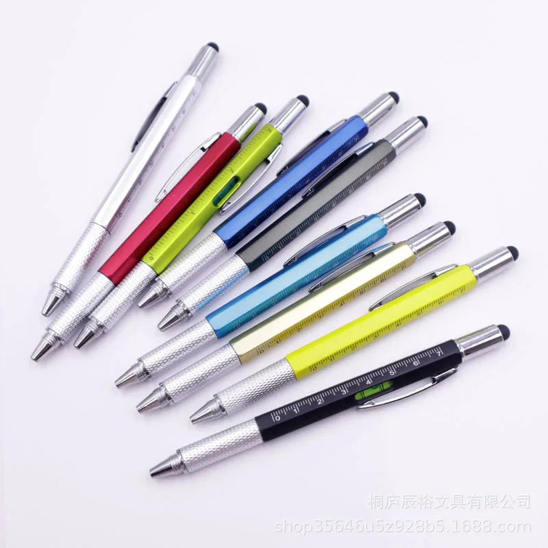 

4 шт. стилус-ручка, многофункциональная эргономичная отвертка, линейка, ручка для сенсорного экрана, изысканный дизайн с пузырьковым уровнем