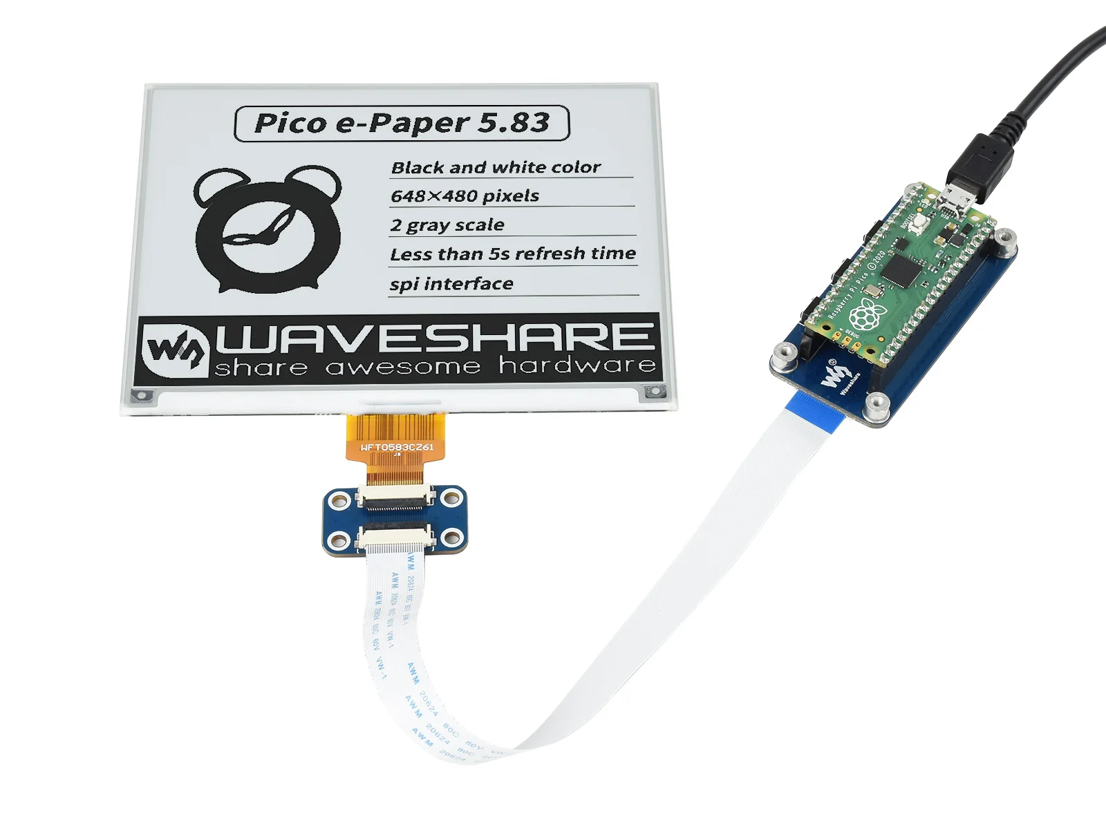 Waveshare-5.83 ġ E-Paper E-Ink ÷ , 648  480 ȼ, /ȭƮ, SPI ̽,   ڿ