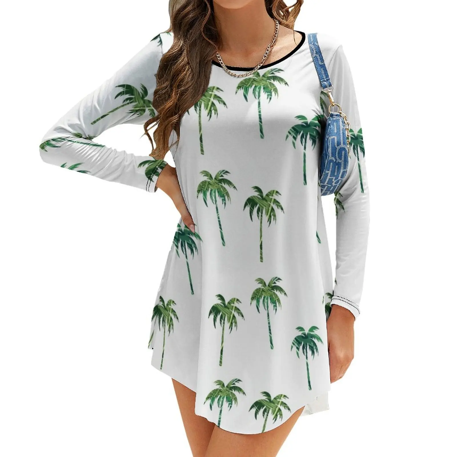

Green palm trees pack Long-Sleeve Dress Female dress dresses for women 2024