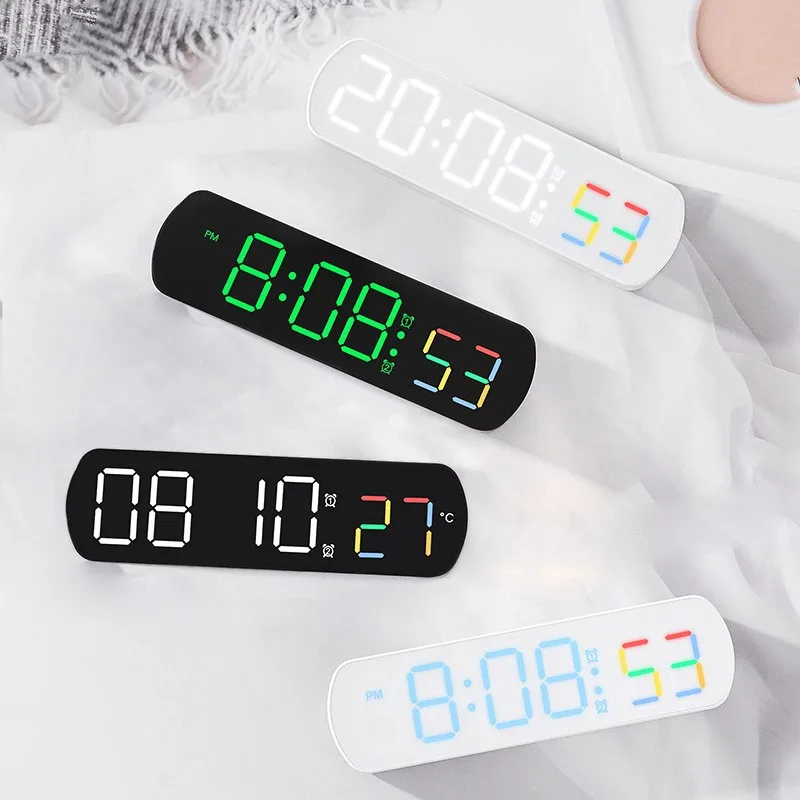 

LED Electronic Clock Multifunctional Alarm Clocks Temperature Timing Voice Control Table Bedside Digital Watch Bedroom Home