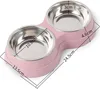 Double Pet Bowls Dog Food Water Feeder Stainless Steel Pet Drinking Dish Feeder Cat Puppy Feeding Supplies Small Dog Accessories 3