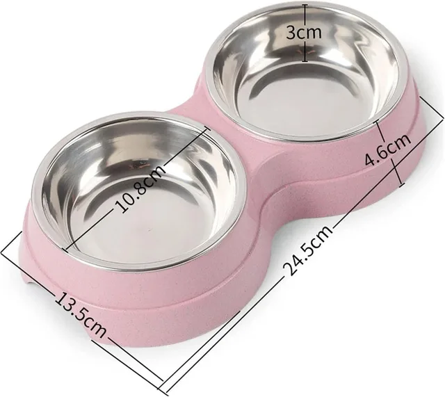Double Pet Bowls Dog Food Water Feeder Stainless Steel Pet Drinking Dish Feeder Cat Puppy Feeding Supplies Small Dog Accessories 3