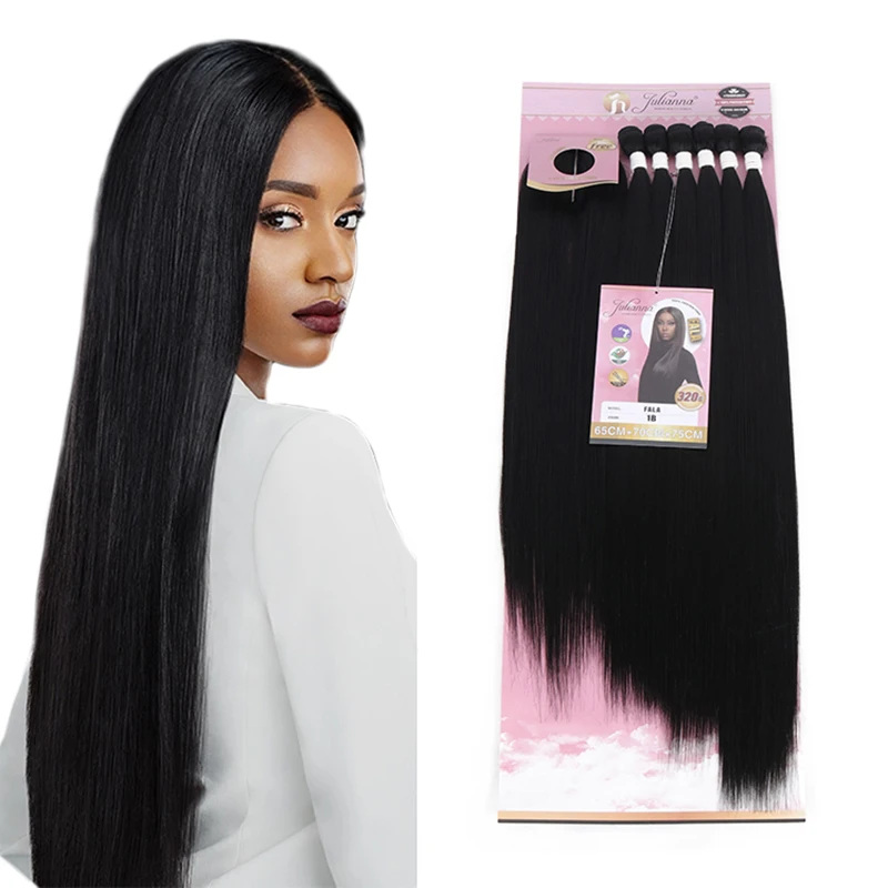 Snowdrop Heat Resistant Synthetic Hair Bundles Kinky Straight Weaving Packet Hair Bundles with Closure synthetic hair extensions