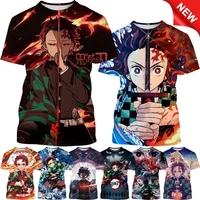 New Kamado Tanjirou Fashion Personality T-Shirt Anime Demon Slayer 3D Printing Casual Round Neck Short Sleeve 1