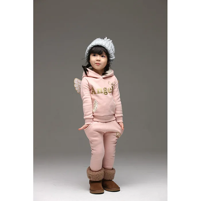 Children Clothing Set Fleece Sports Suit Boy Girl Winter Toddler Wings Tracksuit Baby School Costume V-TREE