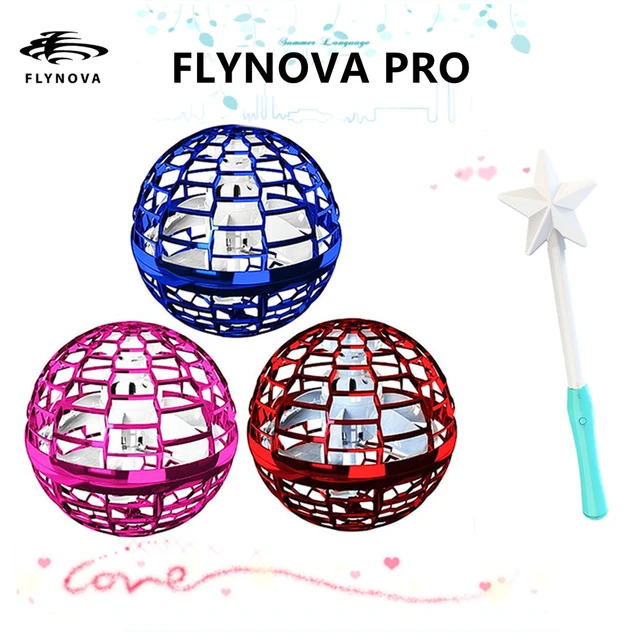 Flynova Pro Flying Spinner Ball Toy Multi Color LED Lights Complete Tested  Works 