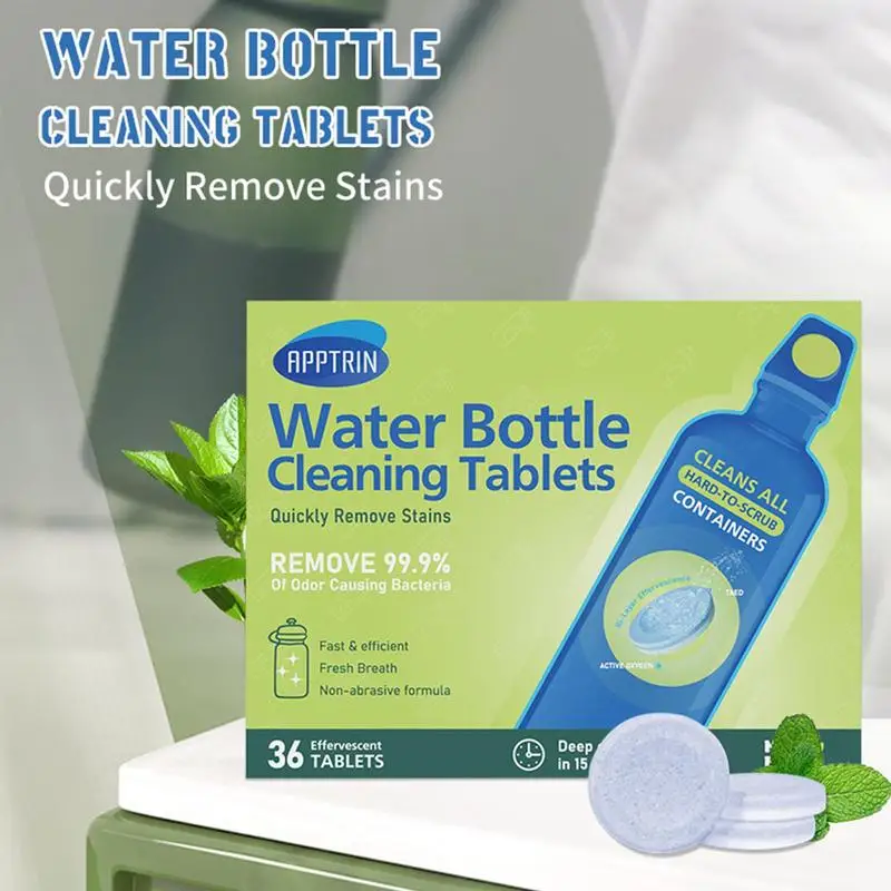 

36PCS Water Bottle Cleaning Tablets Scale Cleaning Effervescent Tablet Decontamination Descaling Kettle Cleaner Kitchen Supplies