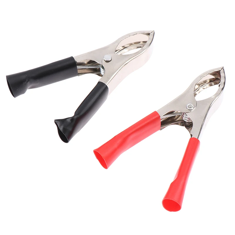 

2PCS Strong Elastic Crocodile Clip Red Black Positive Negative 70MM Length 30A Car Alligator Clips Battery Charging Clamps