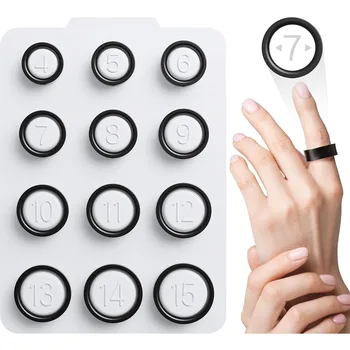 Kit per la misurazione dei anelli, 12 pezzi, misuratore di anelli e calibro intelligente per dita, set professionale per Oura Ring, taglie dalla 4 alla 15, nero