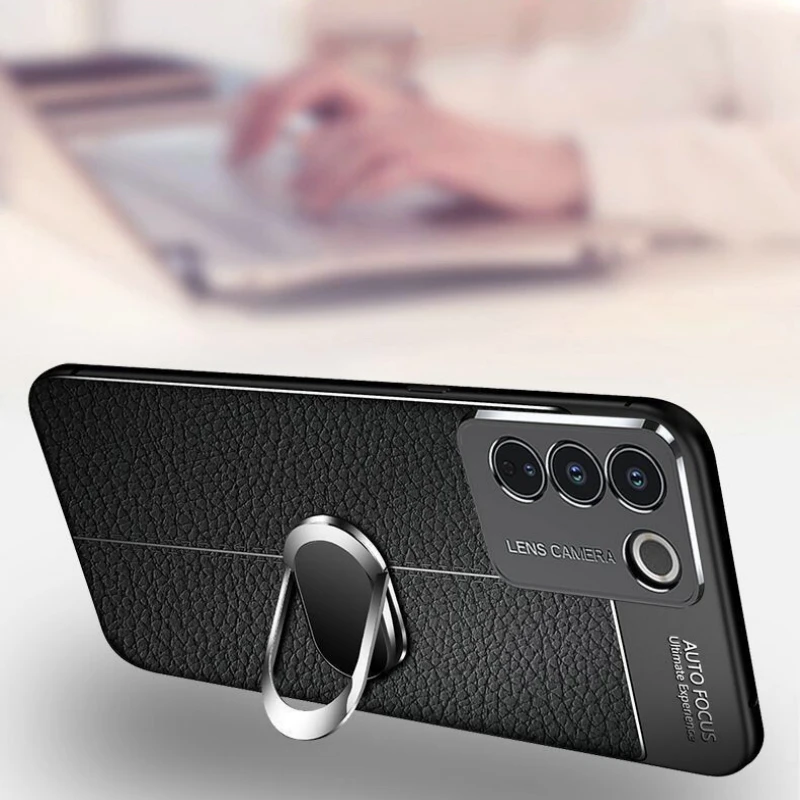 Luxury Magnetic Phone Case with Holder Ring - Shockproof TPU Silicone Bumper Cover