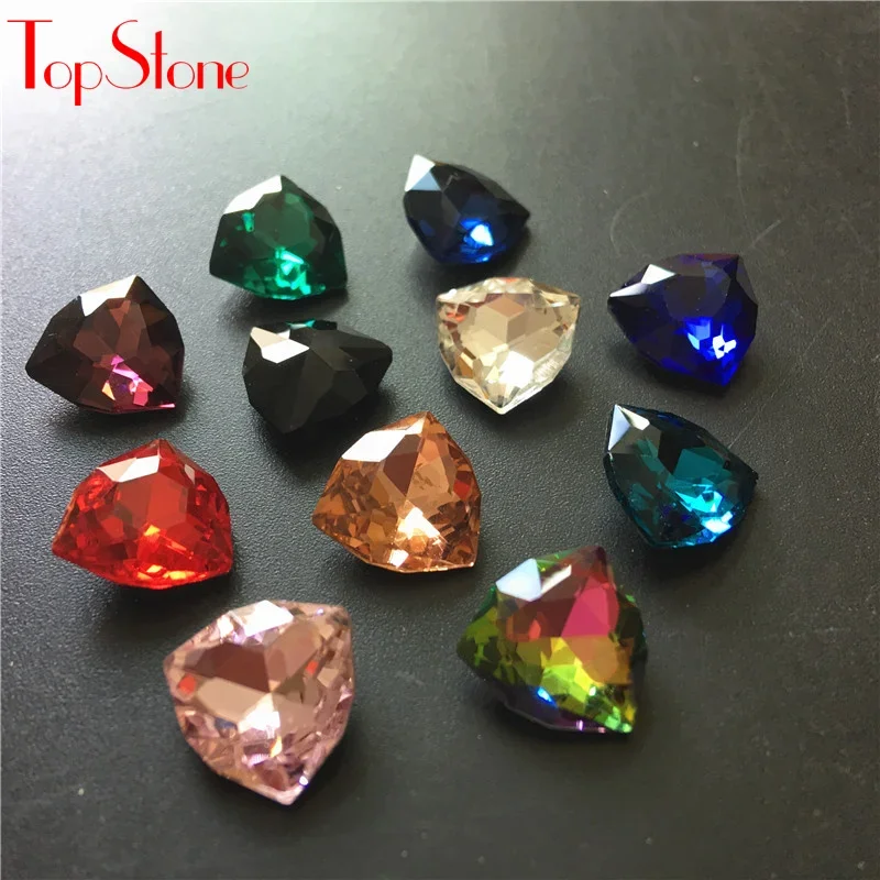 탑스톤 220개 12mm 팻 트라이앵글 팬시 스톤 포인트백 유리 크리스탈 멀티 컬러 쥬얼리 제작