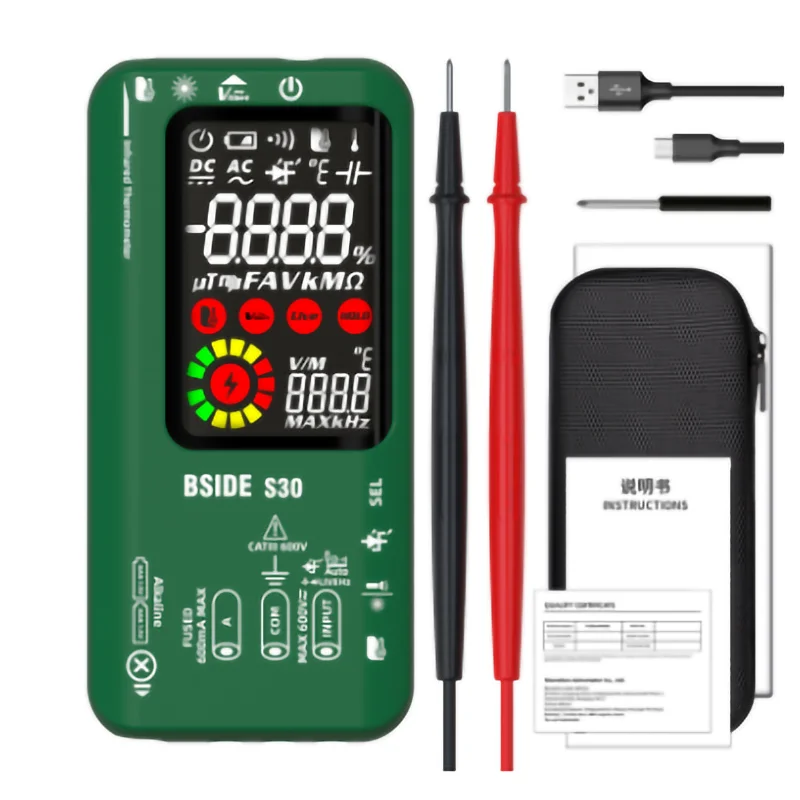 

Интеллектуальный мультиметр S30 с цветным экраном, тестер инфракрасного измерения температуры, двойной режим питания, большой экран мультиметр