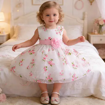 Sleeveless Embroidery Floral Party Dress 1