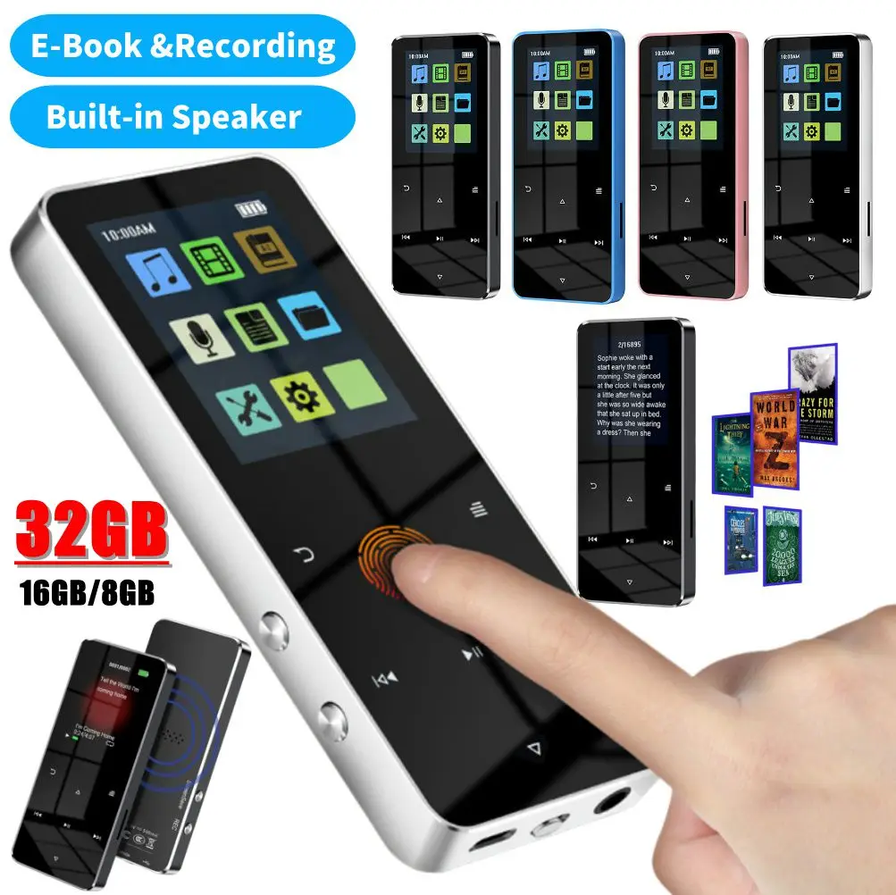 32GB/16GB/8GB 1.8 Inch TFT Mp4 Video Player USB 2.0 3.5mm Jack MP3 Player Sports Walkman with E-book Recording Built-in Speaker