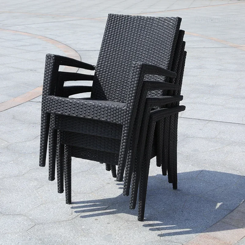 Sun-proof Breathable Outdoor Furniture for Terrace Modern Backrest Chairs Black Multifunctional Rattan Garden Chairs for Home