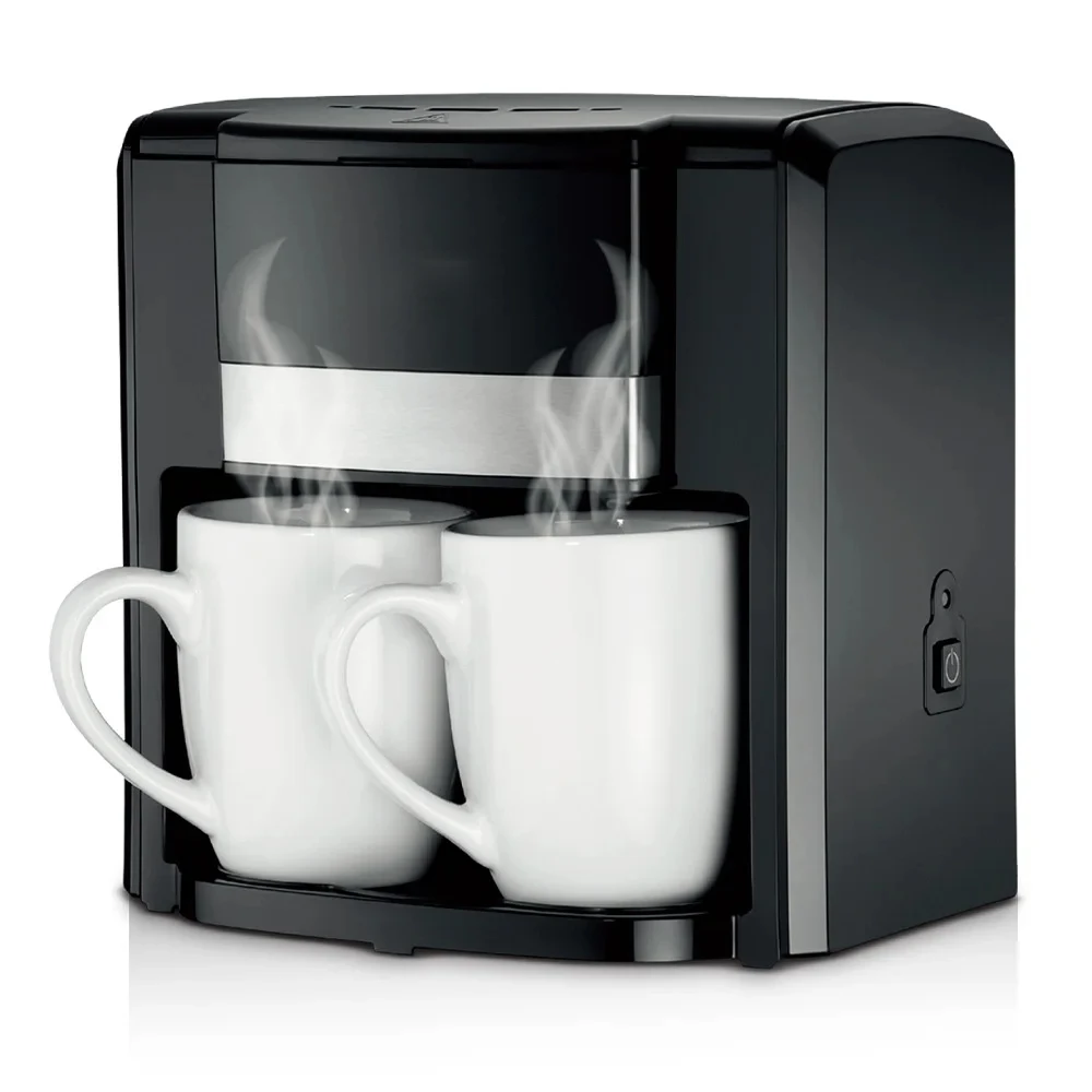 Máquina de Café Semi-Automática Pequena para Uso Doméstico, Cafeteira Americana de Gotejamento, Cafeteira Automática de Duas Xícaras, Cafeteira Moka