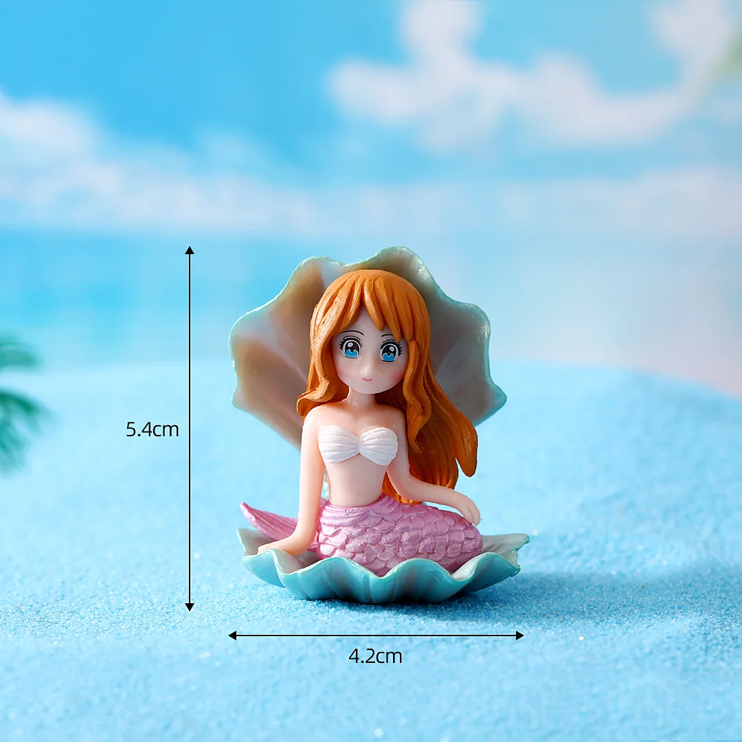 Bella statua di sirena decorazione dell'acquario artificiale PVC sirena decorazione acquario mano Micro paesaggio cartone animato dolce - immagine 4