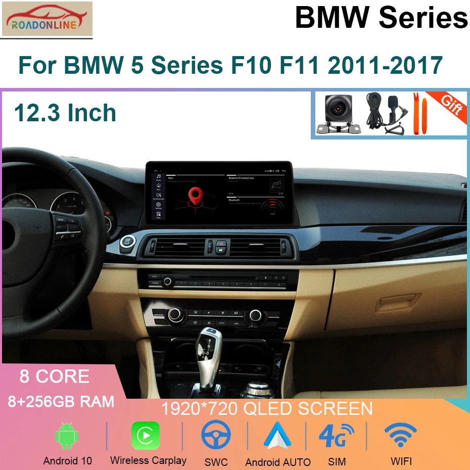 

12.3 Ihch For BMW 5 Series F10 F11 2011-2017 CIC NBT Car Multimedia Player GPS Navigation 8+256G Carplay 4G