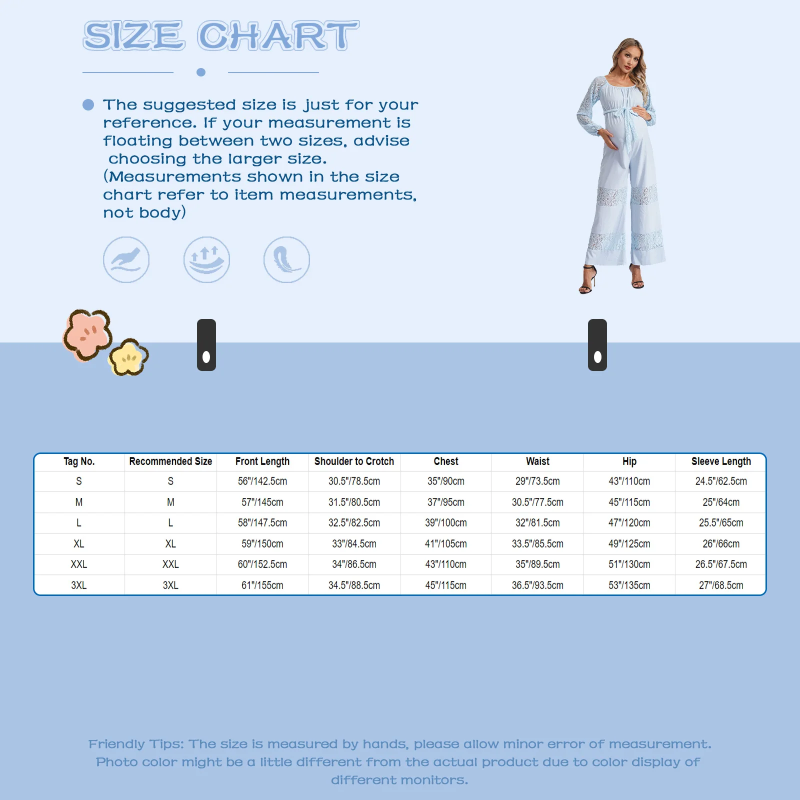 Women's Maternity Jumpsuits Pregnancy Work Clothes Pregnant Casual Long Sleeve Lace Hallow out Loose Wide Leg Ruffled Overalls 6