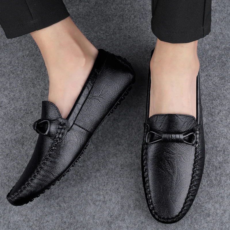 Hot selling Business men's loafers Classic retro gentleman style Outdoor leisure walking Daily office Slip on Black brown shoes 6