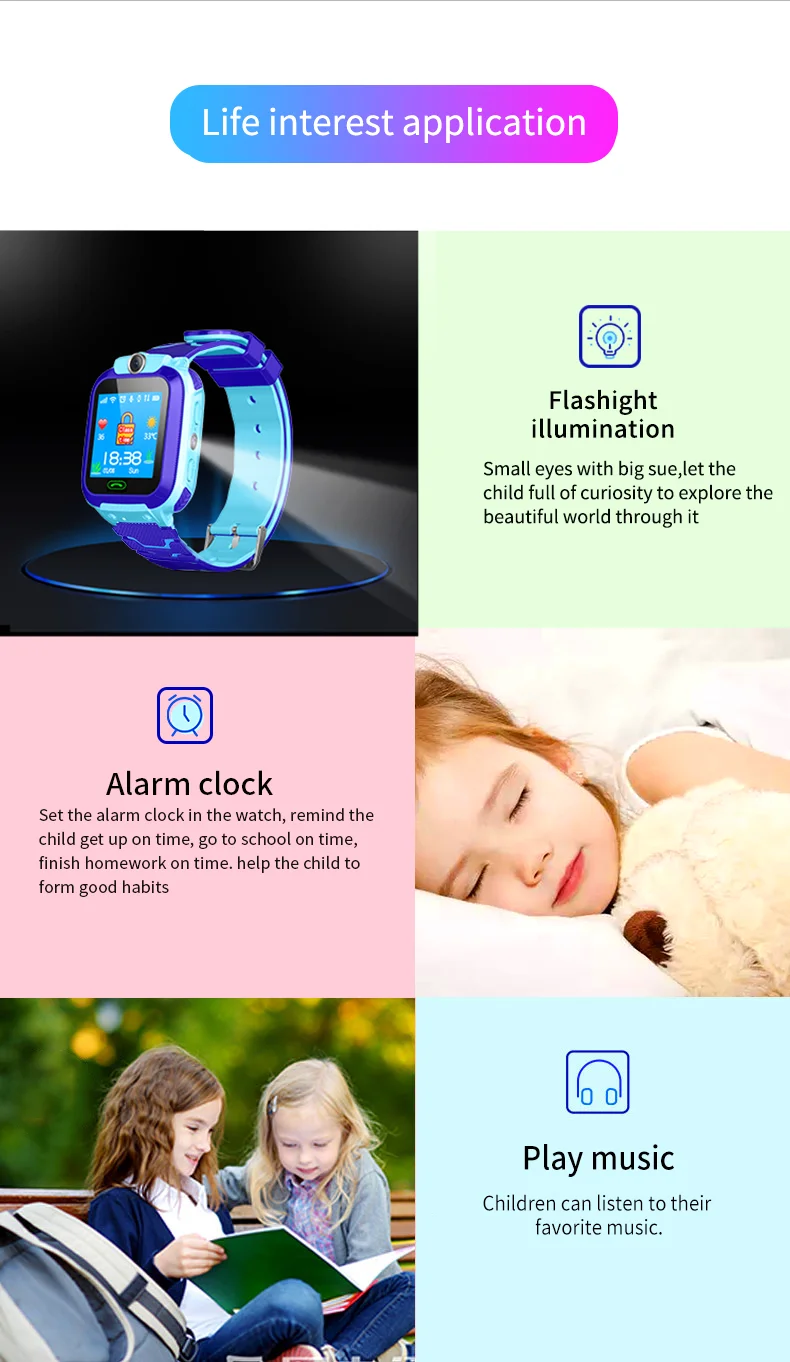 Kids Smart Watch for Children Real Time Positioning Sim Card SOS Phone Call Waterproof Video Call Safety Footprint Tracker Q12 6