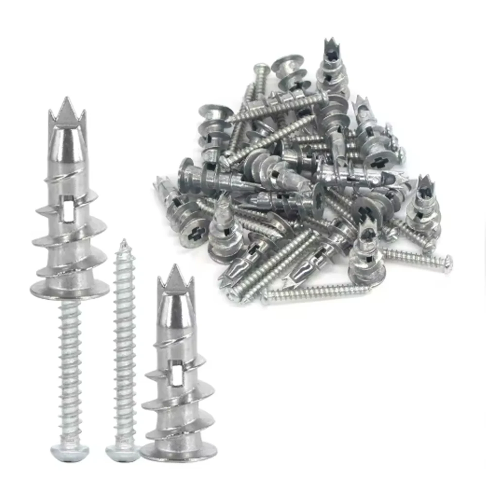 Drywall Anchor Kit 40/80/120Pcs Zinc Alloy Plasterboard Drywall Anchor Hollow Wall Self-drilling Wall Plug with Tapping Screw Drywall Bolt