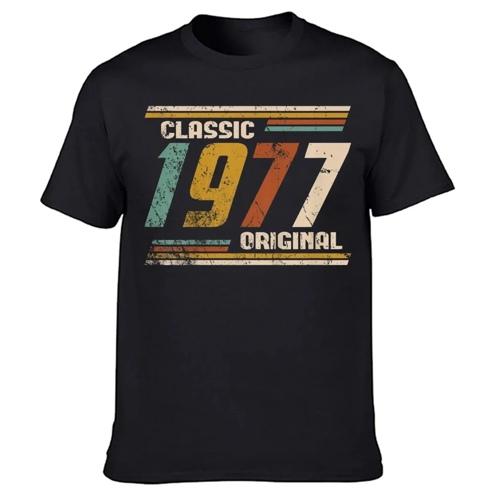 

Новинка удивительная винтажная Классическая 1977 оригинальная 46 футболка уличная одежда подарки на день рождения с коротким рукавом летняя Стильная мужская футболка