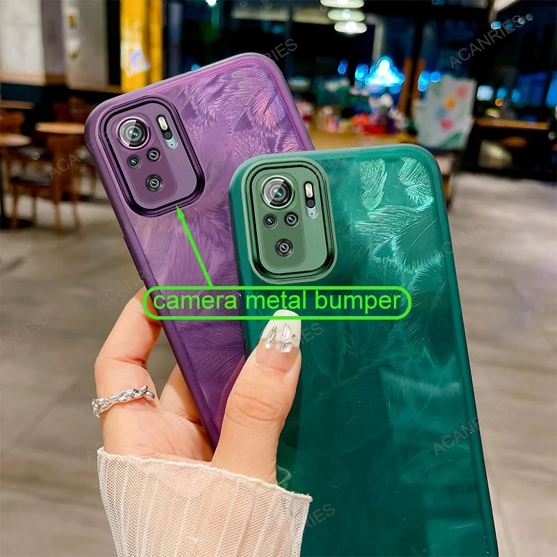 Glitter Feather Pattern Silicone Soft Case Back Cover