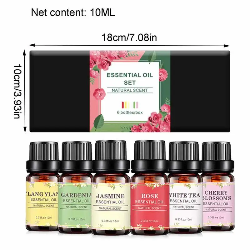 10ml 6pcs/set Cherry Blossom Rose White Tea Essential Oil Natural Plant  Aroma Oils Aromatherapy Diffusers Relieve Stress Fatigue - AliExpress