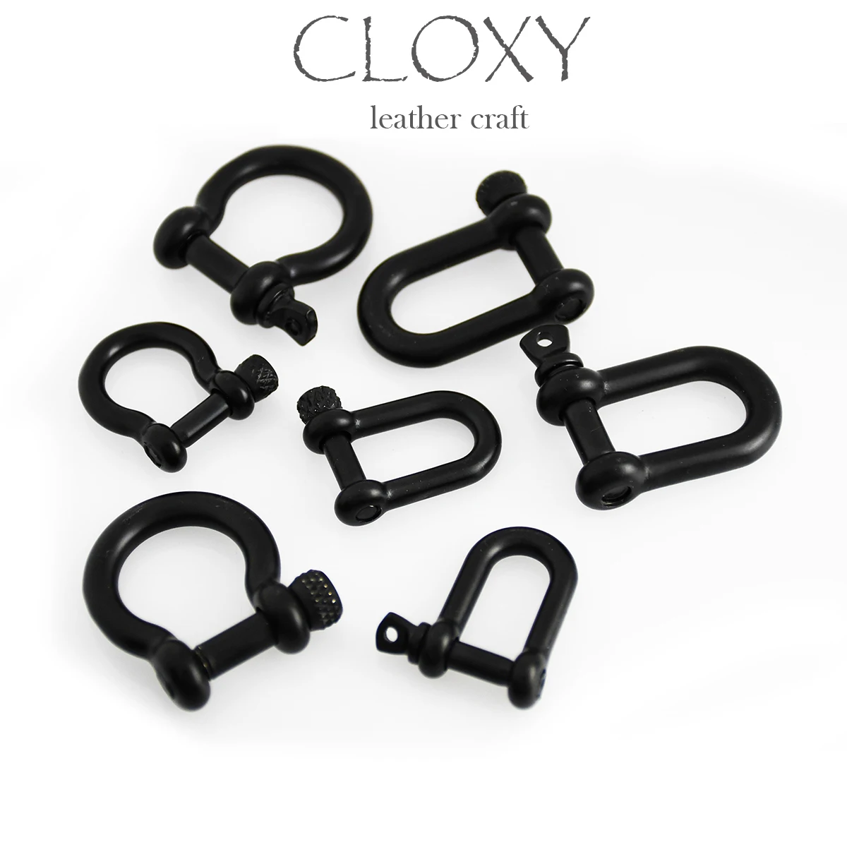 Stainless Steel Carabiner D Bow Shackle Fob Key Ring Keychain Hook Screw Joint Connector Buckle Solid Metal 1 pcs 2 Size