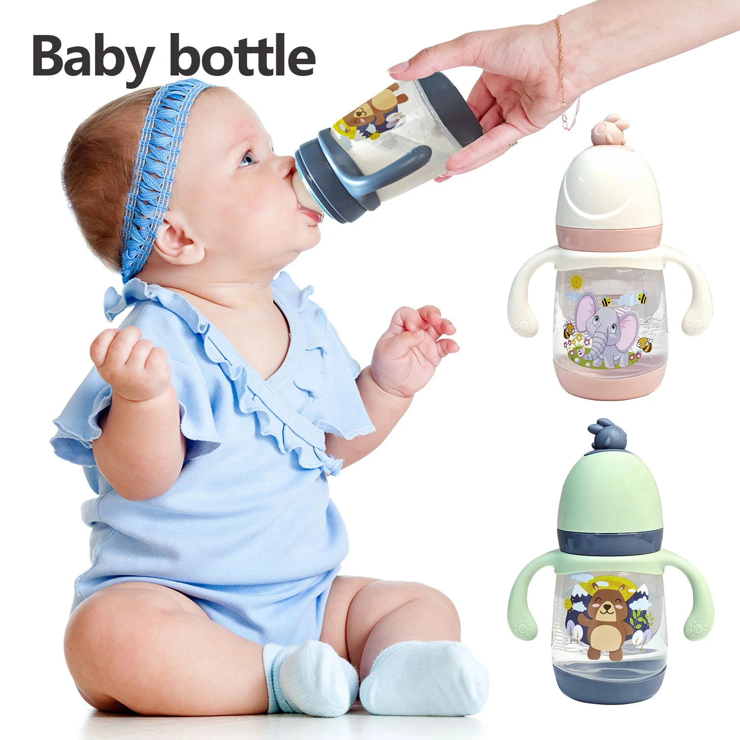 Water Bottle Milk Bottle Feeding Bottle Baby Feeding Utensils 240ml Large Capacity Children's PP Bottle Chicken Shape Early Learning Fun Bottle Silicone Imitation Breastmilk Nipple BPA Free
