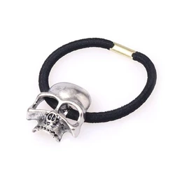 Spooky Skull Hair Scrunchies - Halloween Punk & Goth Hair Accessory (Antique silver)